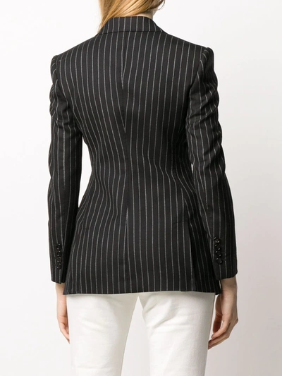 Dolce & Gabbana Pinstriped Single Button Blazer In Black
