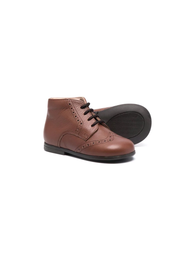 Shop Pèpè Embossed Lace-up Boots In Brown