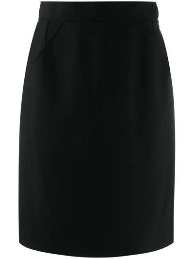 Pre-owned Saint Laurent 1980's Straight Skirt In Black