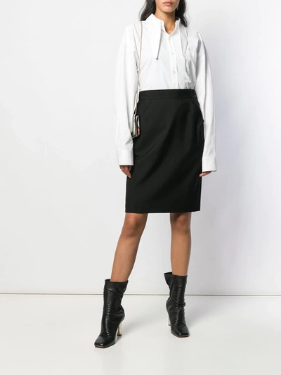 Pre-owned Saint Laurent 1980's Straight Skirt In Black