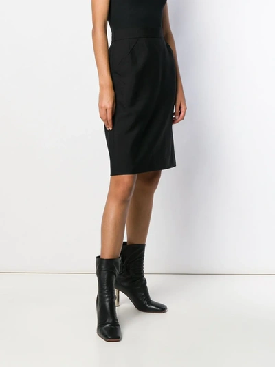 Pre-owned Saint Laurent 1980's Straight Skirt In Black