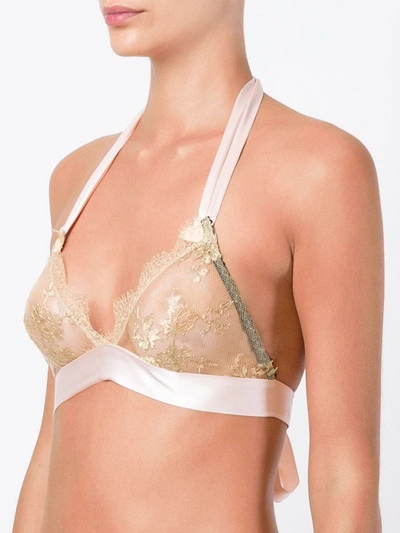 Gilda & Pearl Harlow Gold Lace Boudoir Bra In Pink