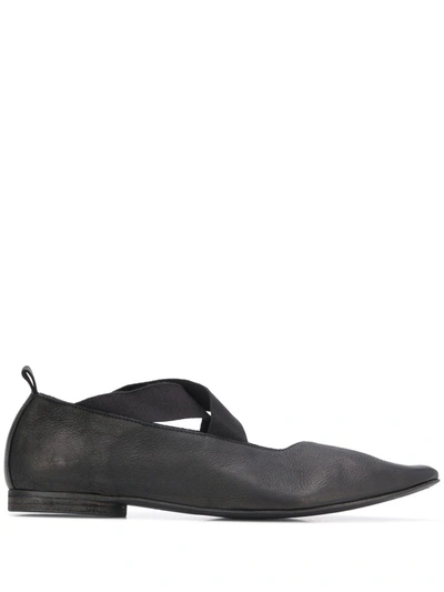 Uma Wang Crossover-straps Pointed Ballerina Shoes In Black