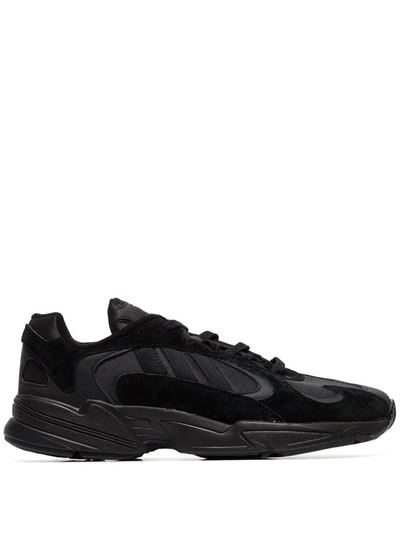 Shop Adidas Originals Yung-1 Suede Sneakers In Black