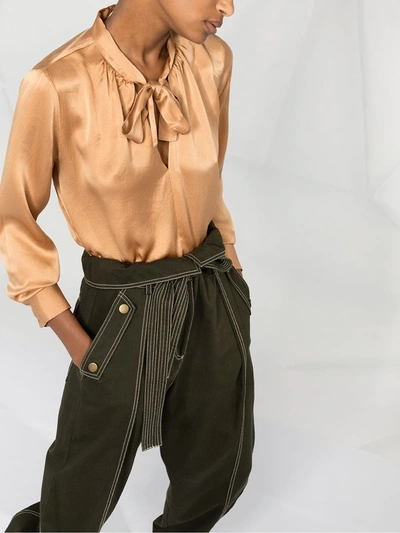 Shop Forte Forte Pussy Bow Satin Blouse In Neutrals