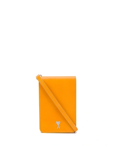Shop Ami Alexandre Mattiussi Logo Plaque Messenger Bag In Yellow