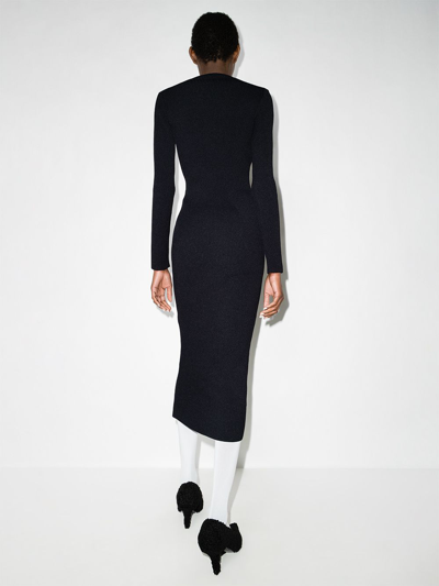 Shop Khaite Alessandra Ribbed-knit Midi Dress In Black