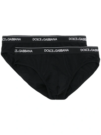 Shop Dolce & Gabbana Logo-waistband Boxer Briefs (pack Of Two) In Black