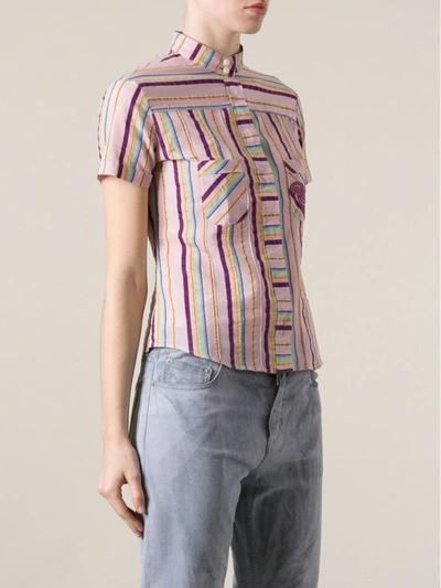 Pre-owned Romeo Gigli Vintage Striped Shirt In Pink