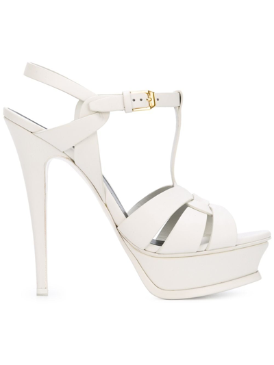 Shop Saint Laurent Tribute High-heeled Sandals In White