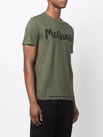 Shop Alexander Mcqueen Logo-print Short-sleeved T-shirt In Green
