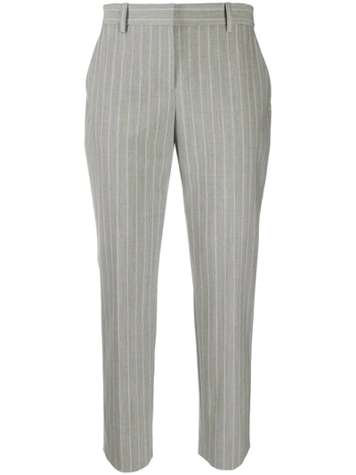 Shop Theory Tailored Cropped Pinstripe Trousers In Grey