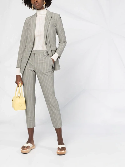 Shop Theory Tailored Cropped Pinstripe Trousers In Grey