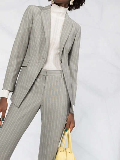 Shop Theory Tailored Cropped Pinstripe Trousers In Grey