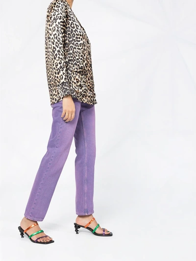 Shop Ganni Leopard Print Buttoned Shirt In Neutrals