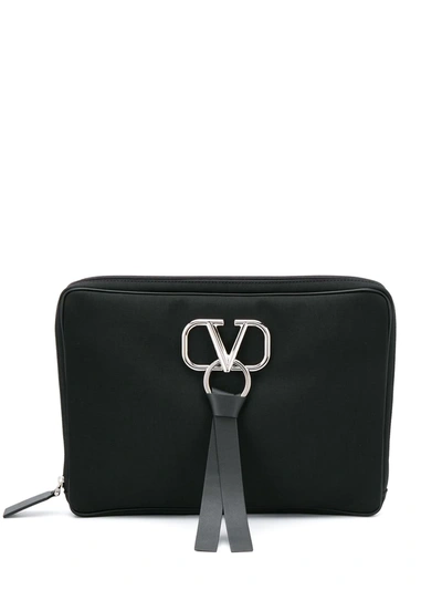 Shop Valentino Vring Clutch In Black