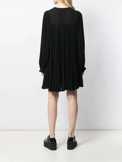 Shop Stella Mccartney Pleated Georgette Dress In Black