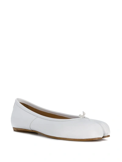 Shop Maison Margiela Tabi Leather Ballerina Shoes In White