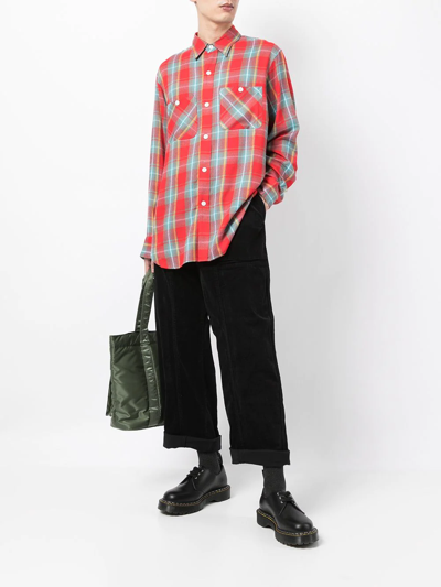 Shop Seven By Seven Checked Wool Shirt In Rot