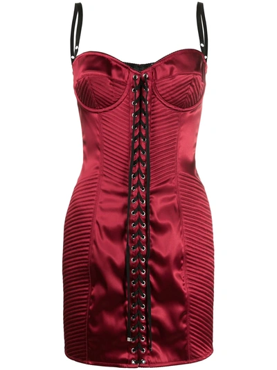 Shop Dolce & Gabbana Tie-fastening Fitted Mini Dress In Red