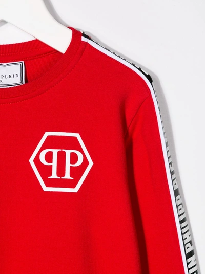 Shop Philipp Plein Junior Logo Tape Sweatshirt In Red