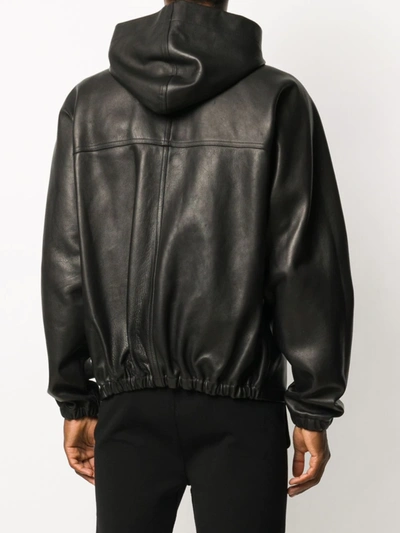 Shop Rick Owens Elastic-trimmed Leather Jacket In Black