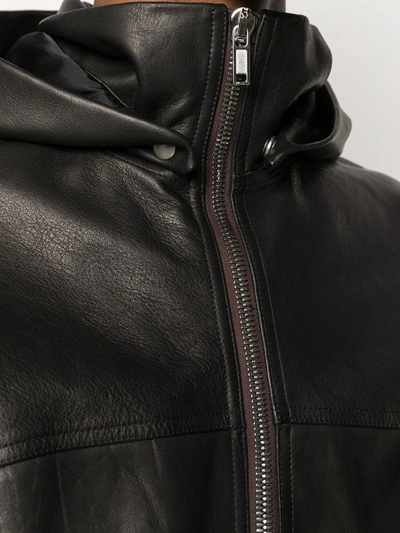 Shop Rick Owens Elastic-trimmed Leather Jacket In Black