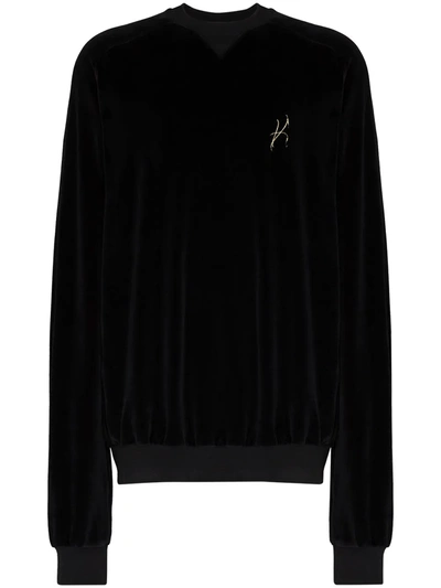 Shop Haider Ackermann Oversized Embroidered Velvet Sweatshirt In Black