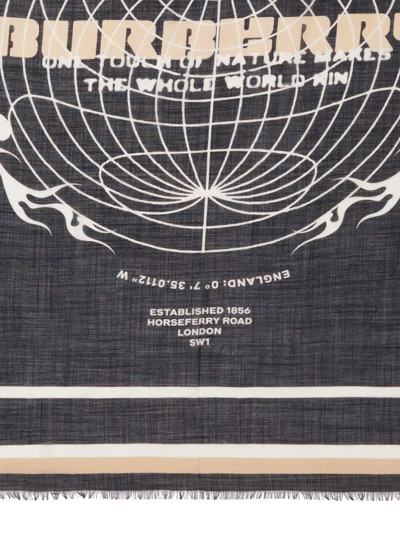 Shop Burberry Globe-graphic Square Scarf In Black