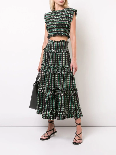 Shop Proenza Schouler Textured Tweed Tiered Skirt In Black