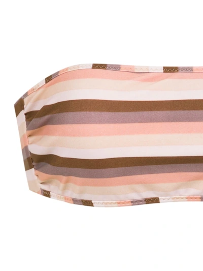 Amir Slama Striped Bikini Set In Brown
