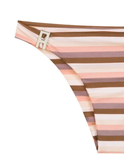 Shop Amir Slama Striped Bikini Set In Brown