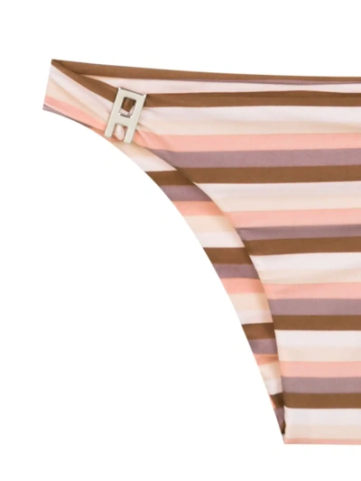 Amir Slama Striped Bikini Set In Brown