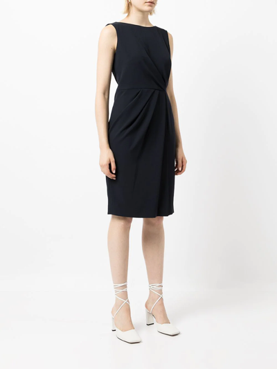 Shop Paule Ka Fitted Crepe Dress In Blue