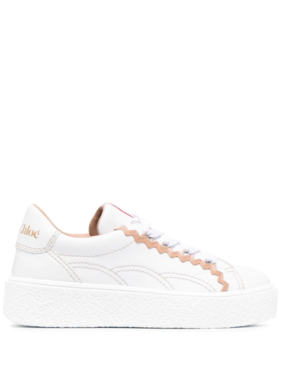 Shop See By Chloé Low-top Lace-up Sneakers In White