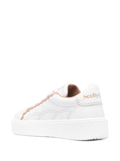 Shop See By Chloé Low-top Lace-up Sneakers In White