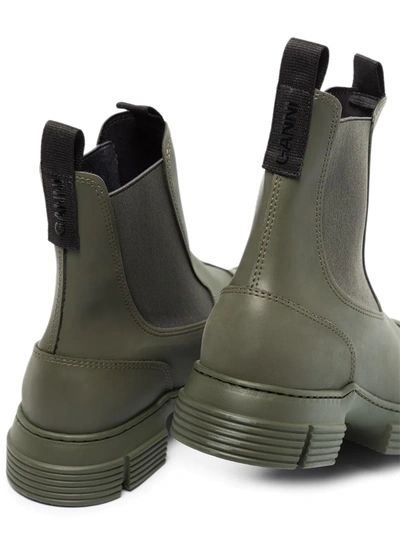 Shop Ganni Chunky Sole Chelsea Ankle Boots In Green