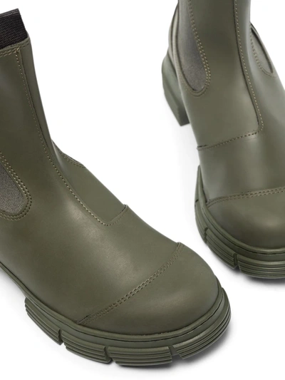 Shop Ganni Chunky Sole Chelsea Ankle Boots In Green