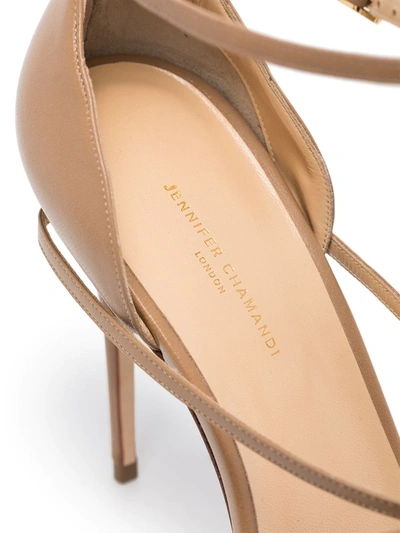 Shop Jennifer Chamandi Rolando 105mm Sandals In Neutrals
