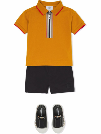 Shop Burberry Icon Stripe Polo Shirt In Orange