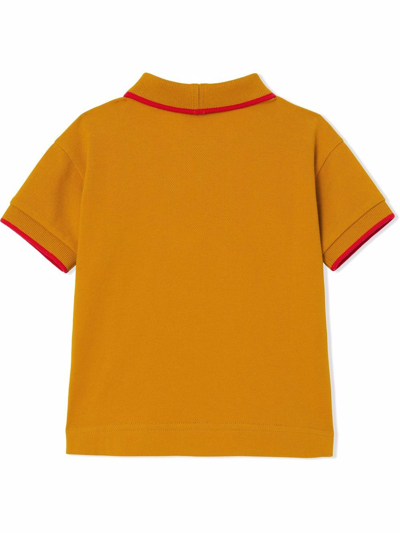 Shop Burberry Icon Stripe Polo Shirt In Orange