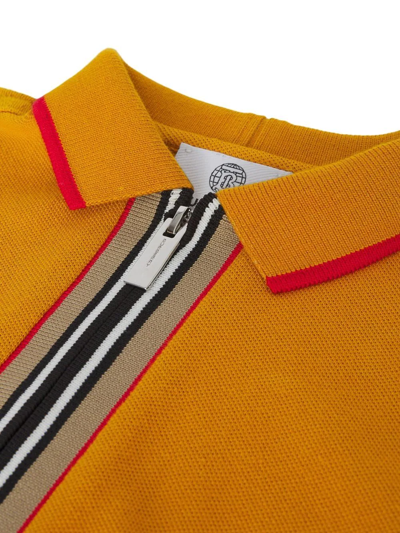 Shop Burberry Icon Stripe Polo Shirt In Orange