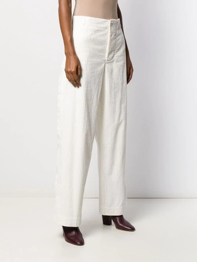 Shop Asai Corduroy Wide-leg Trousers In White