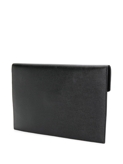 Saint Laurent Medium Monogram Plaque Pouch In Black