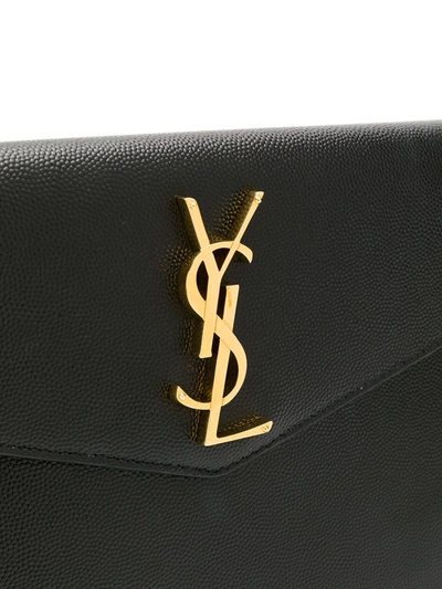 Shop Saint Laurent Medium Monogram Plaque Pouch In Black