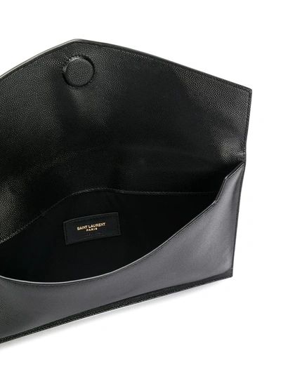 Saint Laurent Medium Monogram Plaque Pouch In Black
