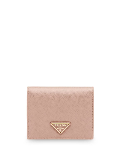 Shop Prada Small Saffiano Bi-fold Wallet In Pink