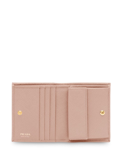 Shop Prada Small Saffiano Bi-fold Wallet In Pink