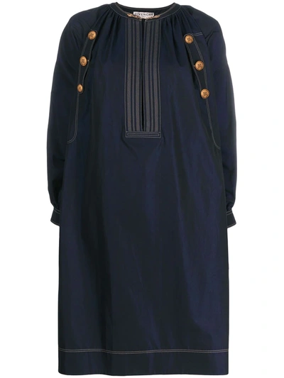 Shop Givenchy Button Details Poplin Dress In Blue