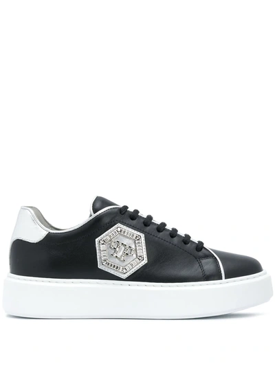 Philipp Plein Stones Hexagon Sneakers In White In Black